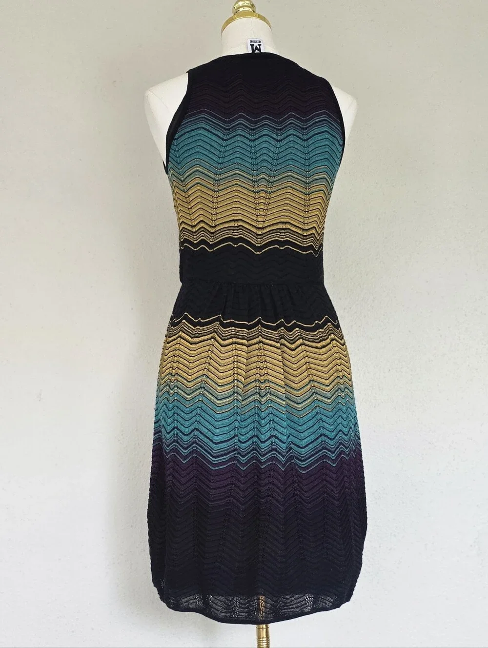 Vtg Missoni M Chevron Zig-Zag Sleeveless Knit Dress Colorblock Size IT 44 - Picture 8 of 12